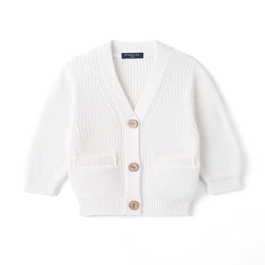 Classic Cardigan with Pockets in White